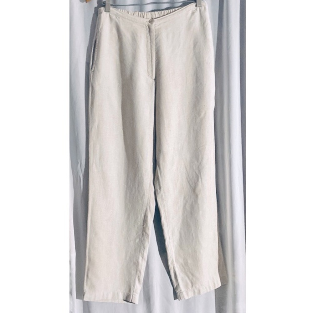 L. L. Bean linen cream pants. Size 10